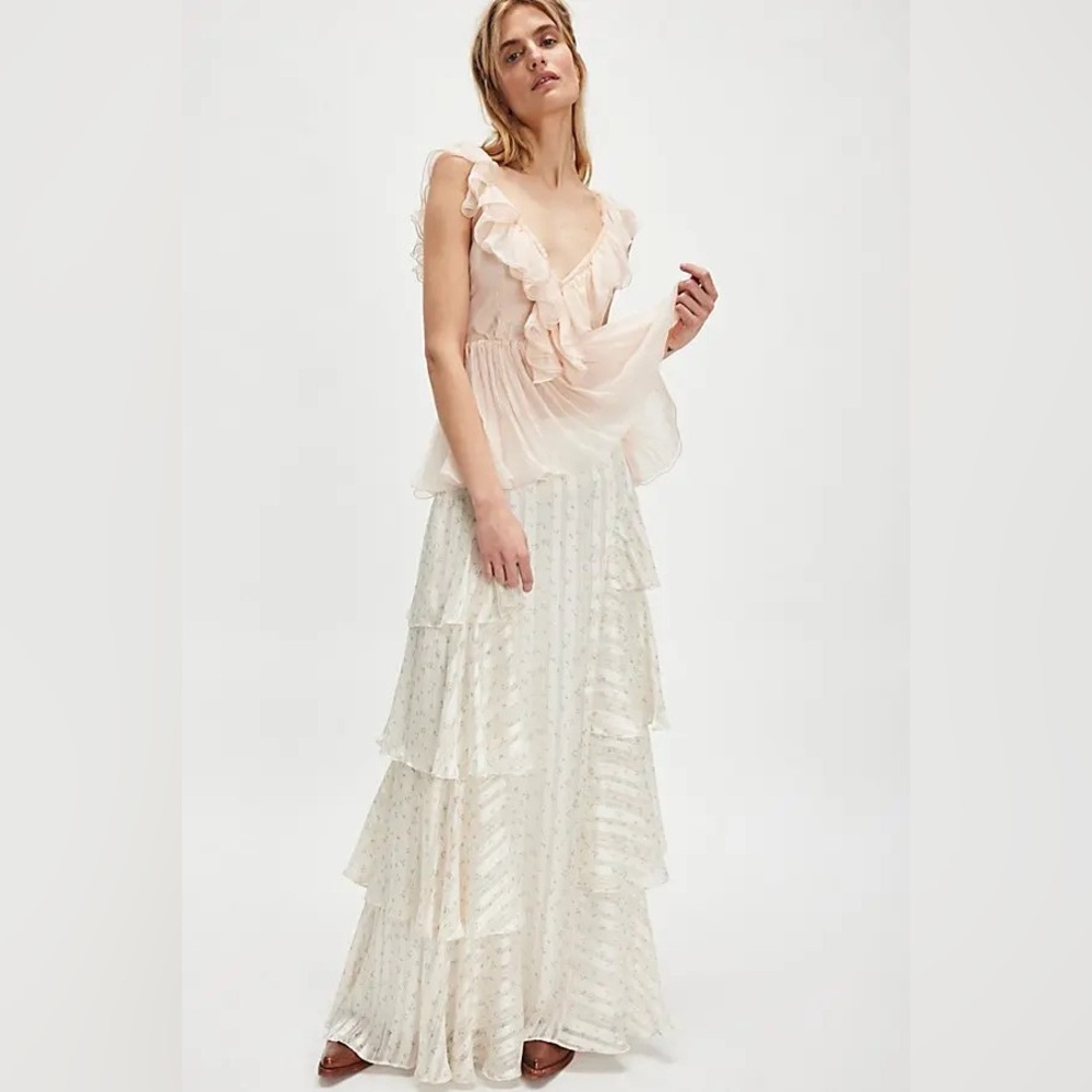 Free People Floral Cascade Maxi Skirt